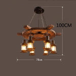 LUSTRE INDUSTRIEL RÉTRO EN BOIS MASSIF GOUVERNAIL