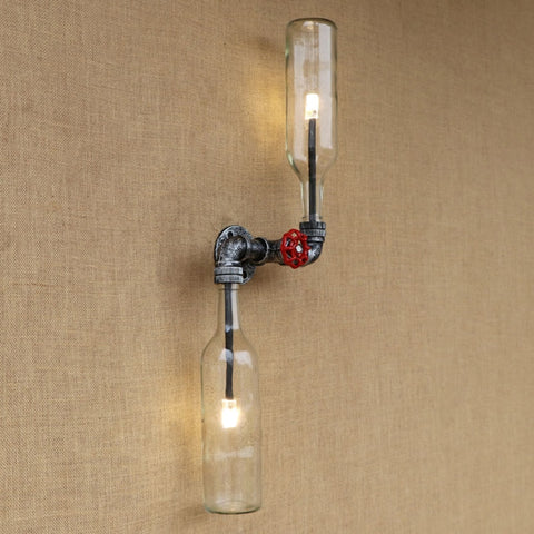 applique murale industrielle double bouteille